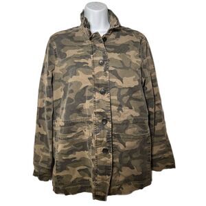 Lucky Brand Camo Zip Up Utility Jacket Cinch Waist Women's Small